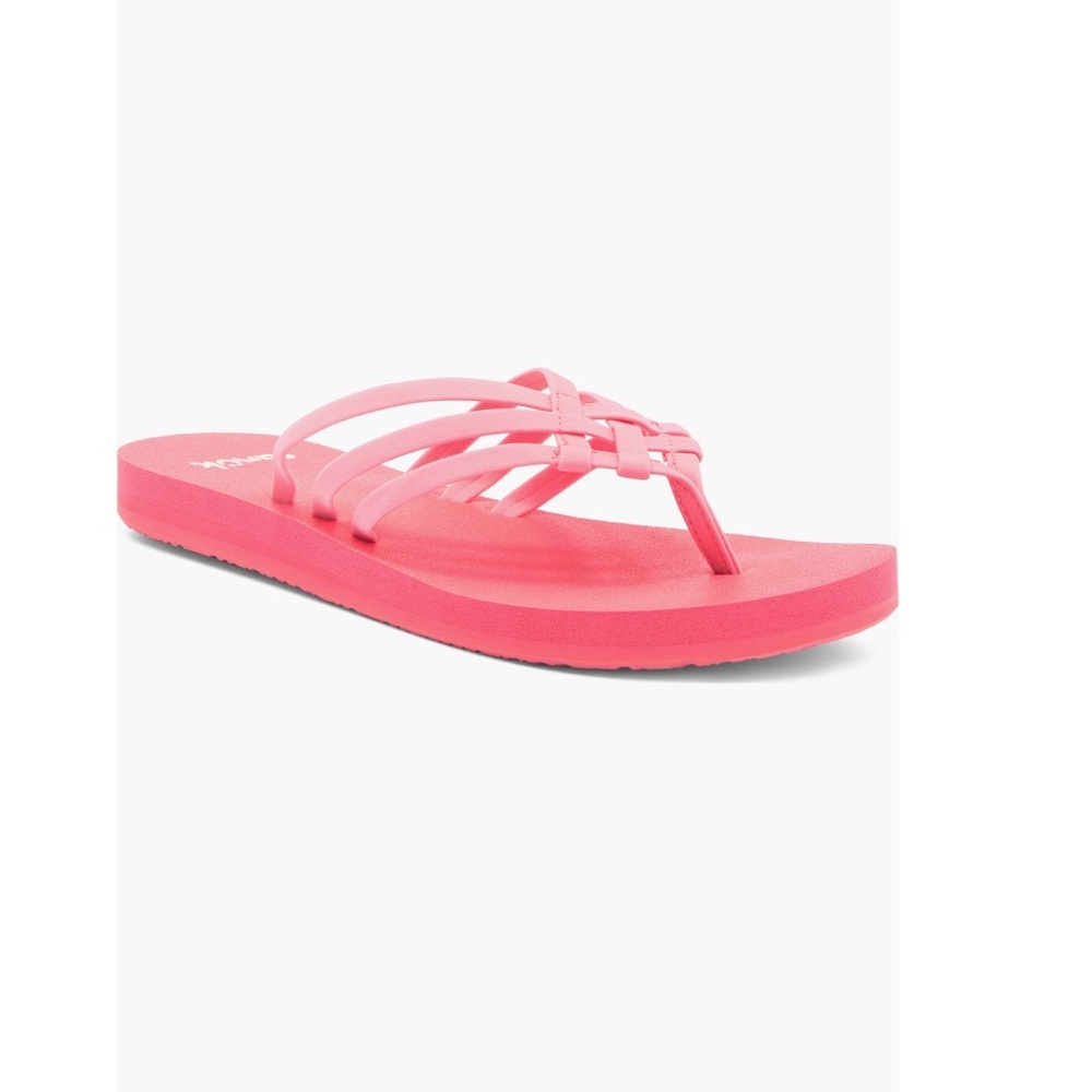 Sanuk Yoga Sandy II flip flops Pink orange coral Women's Sandals shoe size 7